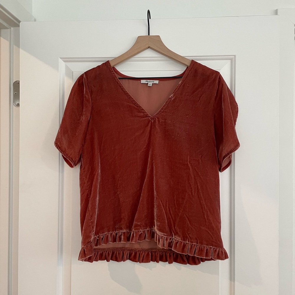 Velvet ruffle madewell top